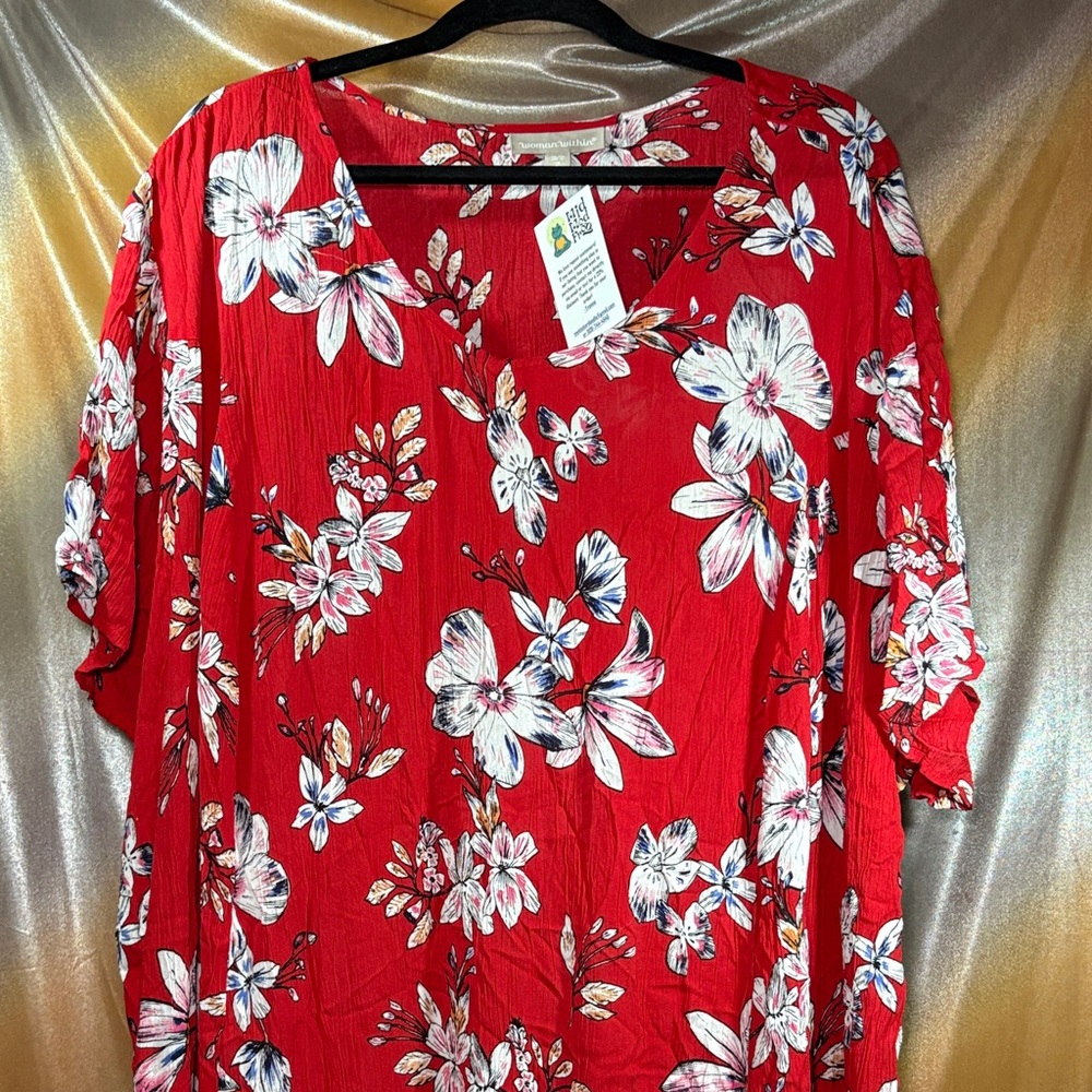 Red Floral V-Neck Women’s maxi dress by‎ Roamans size 30 C3